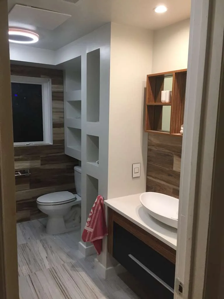 After: Powder room, rebuilt from the studs