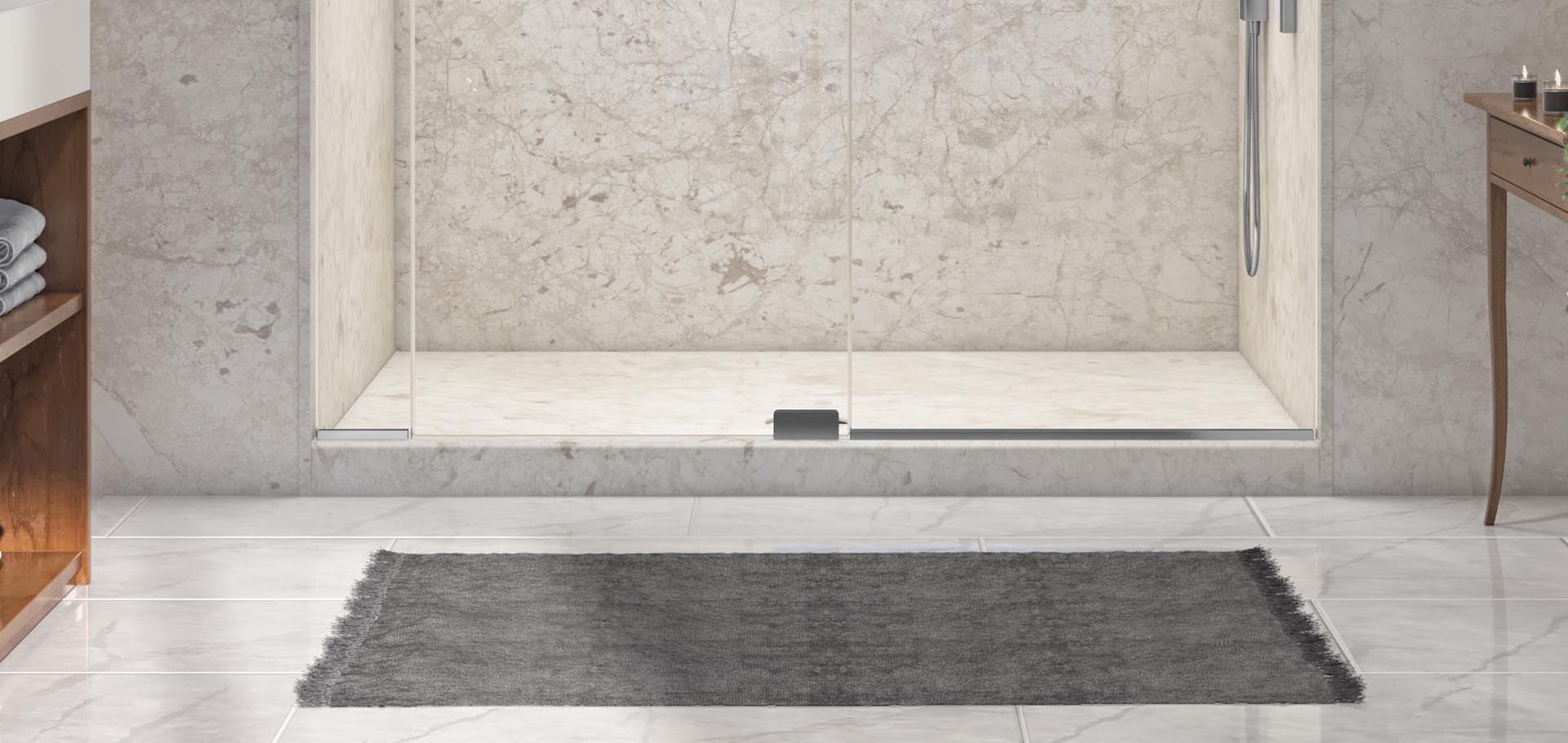 Custom one-day walk-in shower with frameless glass door, Just Bath Pittsburgh