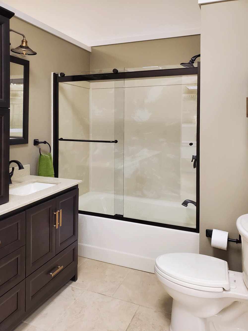 Custom-fit frameless shower door in a Pittsburgh-area bathroom