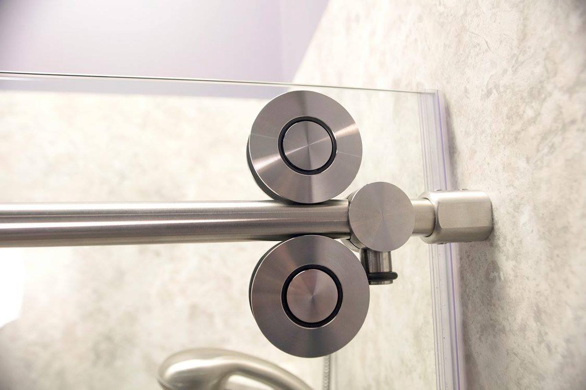 Frameless glass enclosure for a walk-in shower, Just Bath crew install