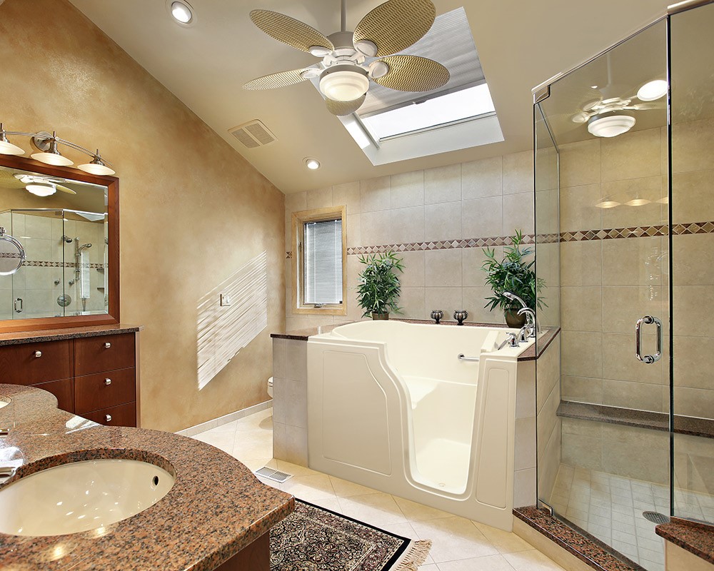 Walk-in tub with easy-entry door and built-in seat, Just Bath Pittsburgh